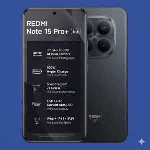 Redmi Note 15 Pro+ 5G Smartphone (12GB RAM, 256GB Storage, Carbon Black Edition)