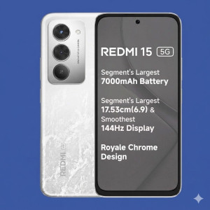 Redmi 15 5G Smartphone 8GB RAM 256GB Storage – Frosted White Edition