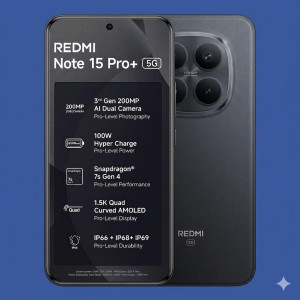 Redmi Note 15 Pro+ 5G Smartphone (8GB RAM, 256GB Storage, Carbon Black Edition)