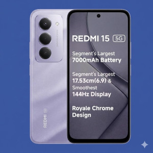 Redmi 15 5G Smartphone 8GB RAM 256GB Storage – Sandy Purple Edition