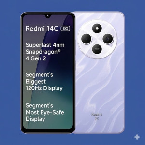 Redmi 14C 5G Smartphone (6GB RAM, 128GB Storage, Stardust Purple Edition)