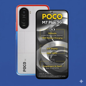 POCO M7 Plus 5G Smartphone – Silver Lite Edition (4GB RAM, 128GB Storage)