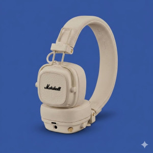 Marshall Major V Wireless On-Ear Bluetooth Headphones with Long Battery Life – Cream
