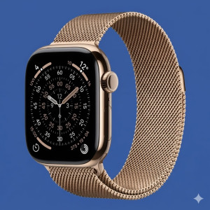 Apple Watch Series 11 GPS + Cellular 42mm Titanium Smartwatch with Milanese Loop, Gold