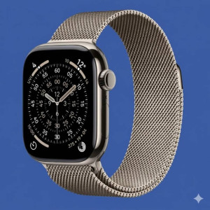 Apple Watch Series 11 GPS + Cellular 42mm Titanium Smartwatch with Milanese Loop, Natural
