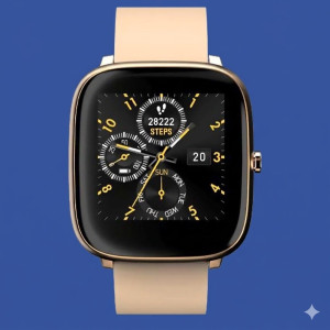 Noise ColorFit Qube Plus Smartwatch with Stylish Design, Beige Gold