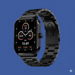 Noise ColorFit Canvas Smartwatch with Premium Metal Design, Black Finish