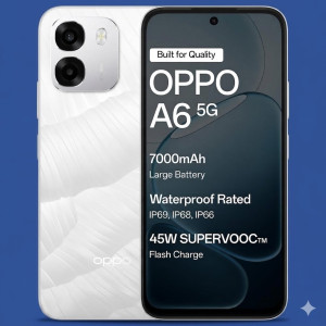 OPPO A6 5G Smartphone 4GB RAM 128GB Storage Ice White Edition