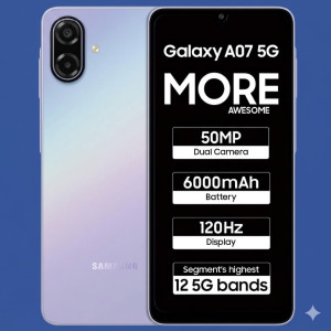 Samsung Galaxy A07 5G Smartphone 4GB RAM 128GB Storage Violet Edition
