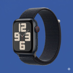 Apple Watch SE GPS + Cellular 44mm Aluminium Smartwatch with Sport Loop, Midnight