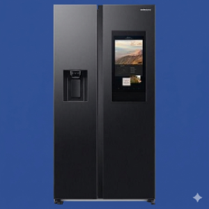 Samsung 615L Side-by-Side Refrigerator with Digital Inverter, Premium Black 