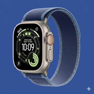 Apple Watch Ultra 3 GPS + Cellular 49mm Natural Titanium Smartwatch with Blue/Bright Blue Trail Loop S/M