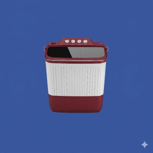 Lloyd EcoWash 7.5 Kg Semi-Automatic Top Load Washing Machine (Dark Maroon)