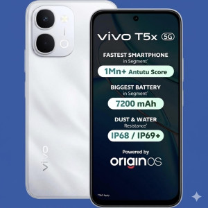 Vivo T5x 5G (6GB RAM, 128GB Storage) – Star Silver Edition Smartphone