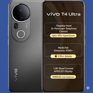 Vivo T4 Ultra Max 5G 12GB RAM 256GB Storage Smartphone (Meteor Grey)