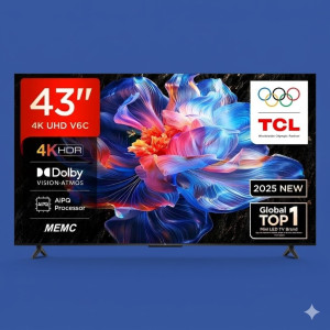 TCL VisionCore Plus 43" 4K UHD Smart Google TV (Black Edition)