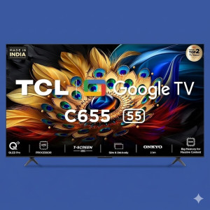 TCL PrismView 55-Inch 4K QLED Smart Google TV – 55C655, Black