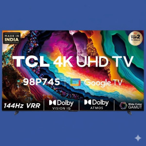 TCL TitanView 98-Inch 4K Ultra HD Smart Google LED TV – 98P745, Black